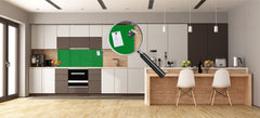 Contemporary glass kitchen panel - Wide format wall backsplash: Moss Green
