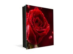 Decorative Key Box with Magnetic Glass Dry-Erase Board KN14 Nature series : Romantic red rose