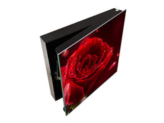 Decorative Key Box with Magnetic Glass Dry-Erase Board KN14 Nature series : Romantic red rose