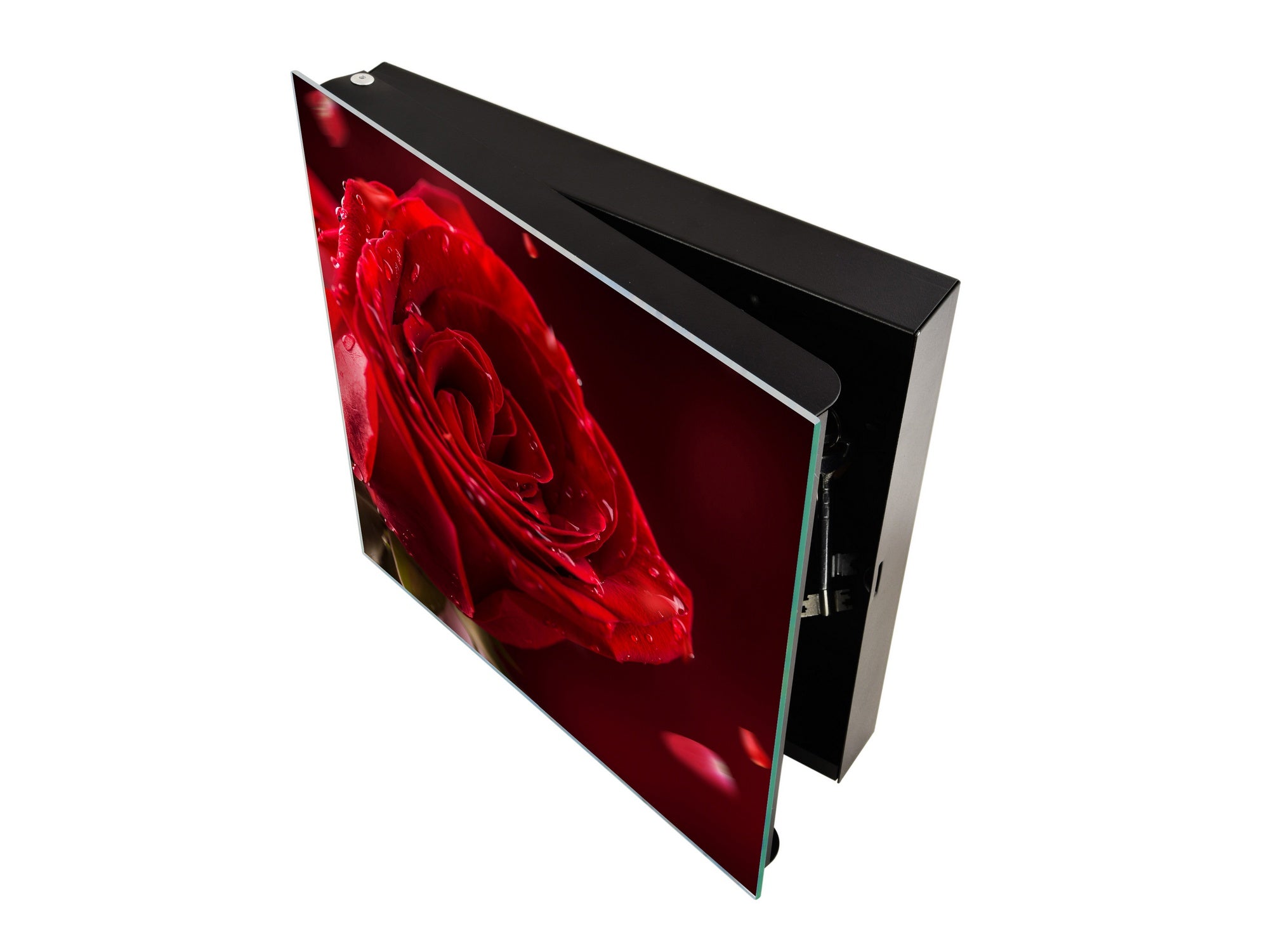 Decorative Key Box with Magnetic Glass Dry-Erase Board KN14 Nature series : Romantic red rose
