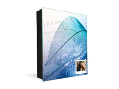 Decorative Key Box with Magnetic Glass Dry-Erase Board KN14 Nature series : Transparent blue leaf