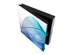 Decorative Key Box with Magnetic Glass Dry-Erase Board KN14 Nature series : Transparent blue leaf
