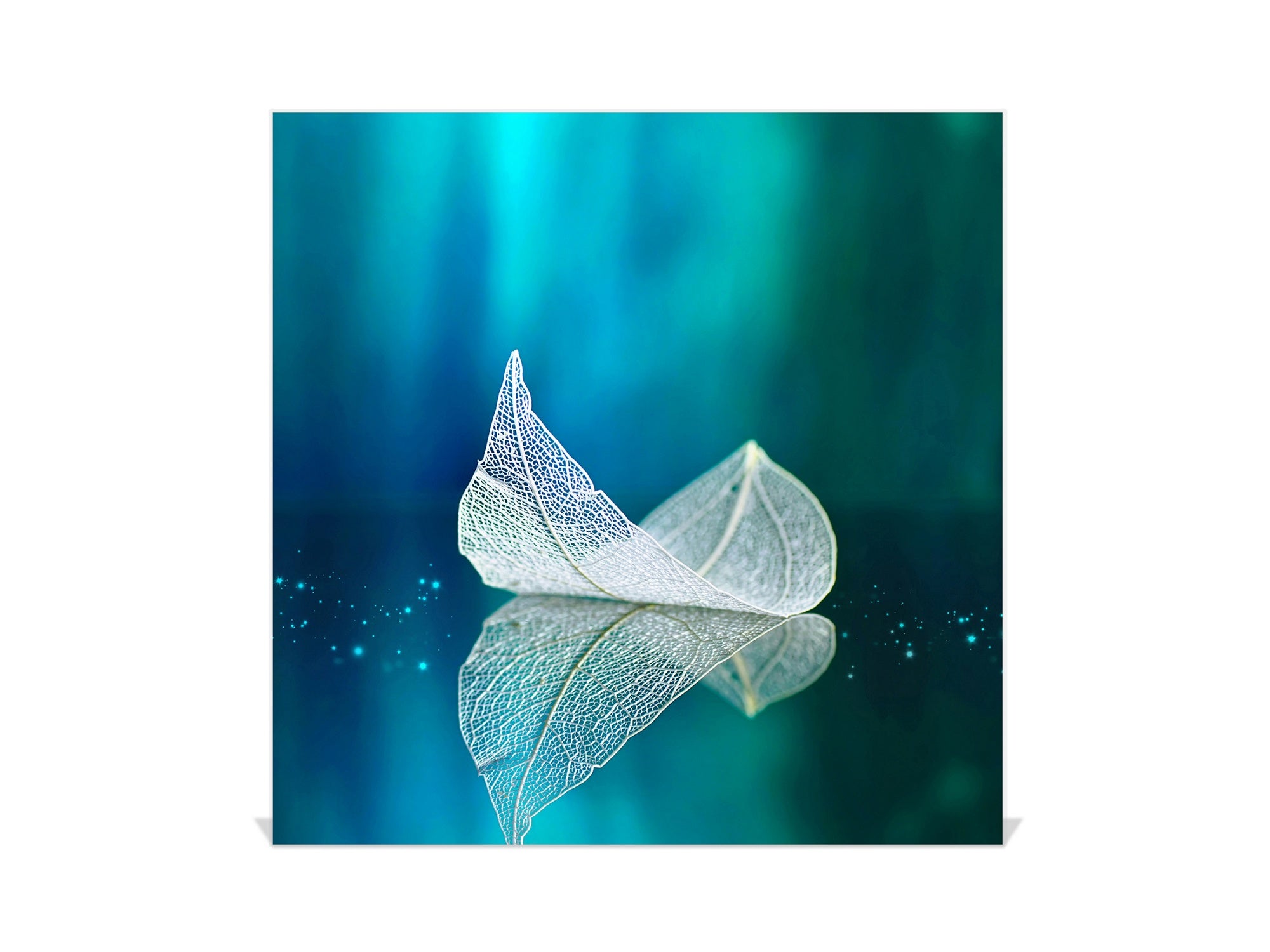 Decorative Key Box with Magnetic Glass Dry-Erase Board KN14 Nature series : Leaf on a mirror surface 2