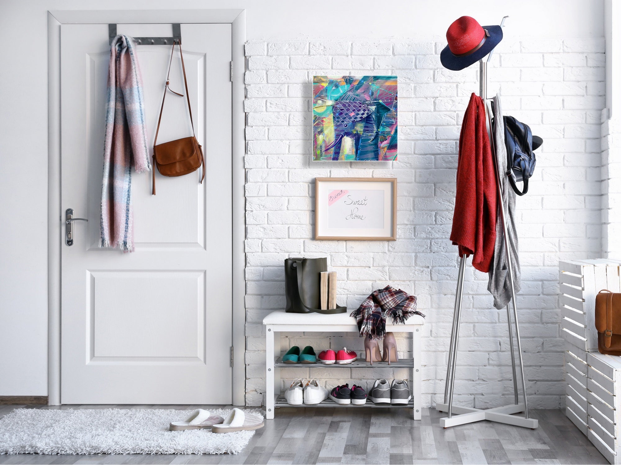 Wall Mount Key Box together with Decorative Dry Erase Board KN15 Art Series : Abstract Indian elephant