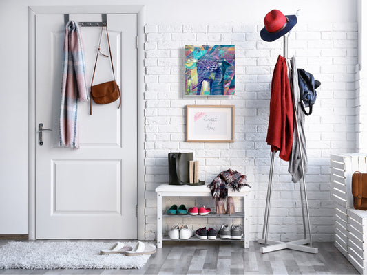 Wall Mount Key Box together with Decorative Dry Erase Board KN15 Art Series : Abstract Indian elephant