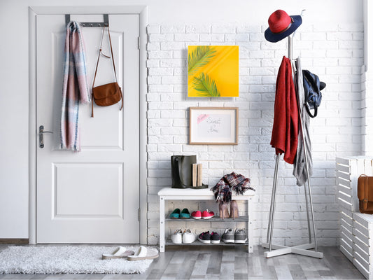 Decorative Key Box with Magnetic Glass Dry-Erase Board KN14 Nature series : Yellow leaves