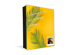 Decorative Key Box with Magnetic Glass Dry-Erase Board KN14 Nature series : Yellow leaves