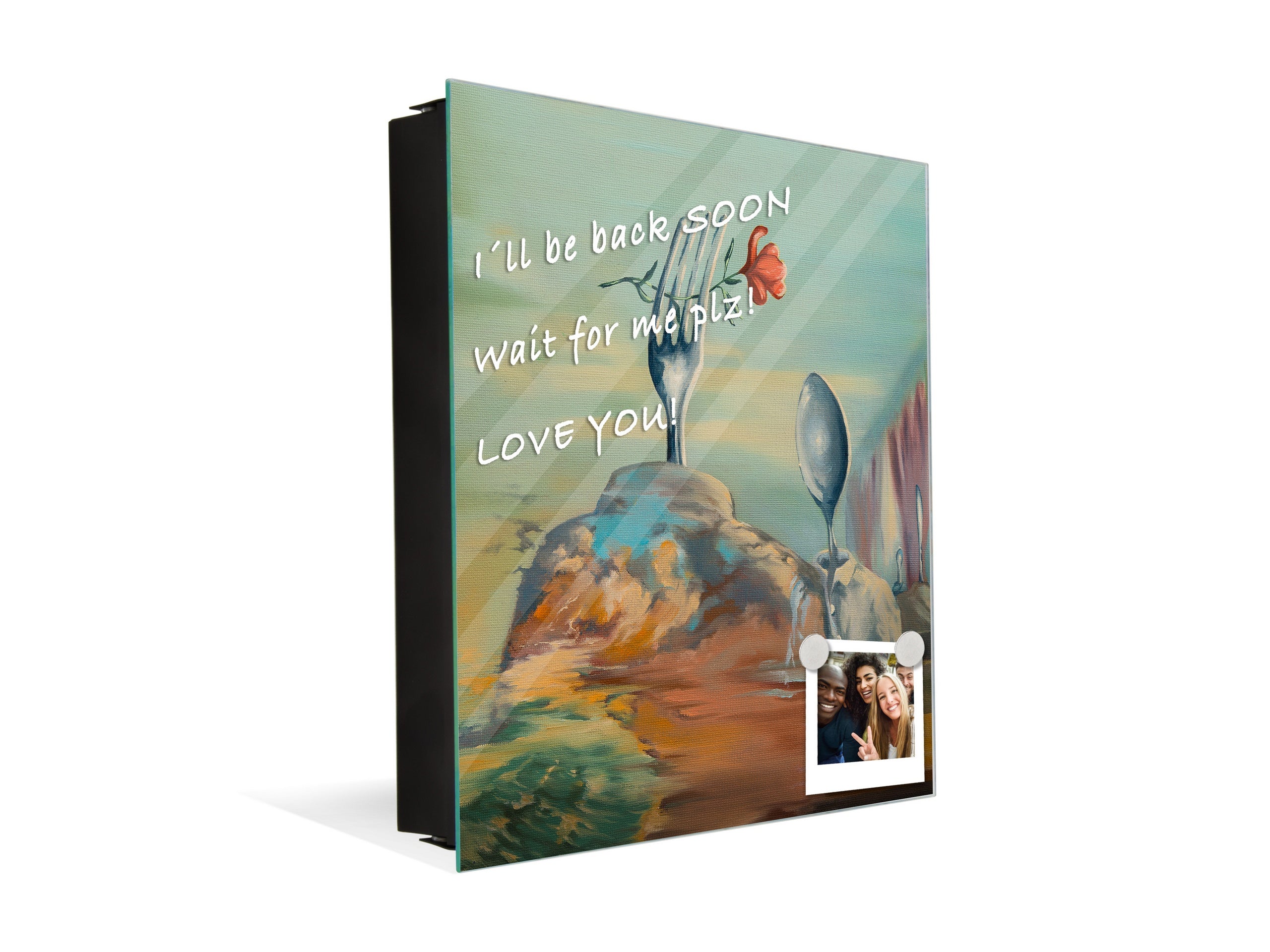 Decorative Key Box with Magnetic Glass Whiteboard – Stylish Home Organizer –Multi-Functional Key Cabinet with Glass Markerboard – Wall Organizer for Home & Office - KN23 Abstract Concepts Series 2 : A Date in a Different Dimension