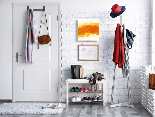 Wall Mount Key Box together with Decorative Dry Erase Board KN15 Art Series : Orange watercolour