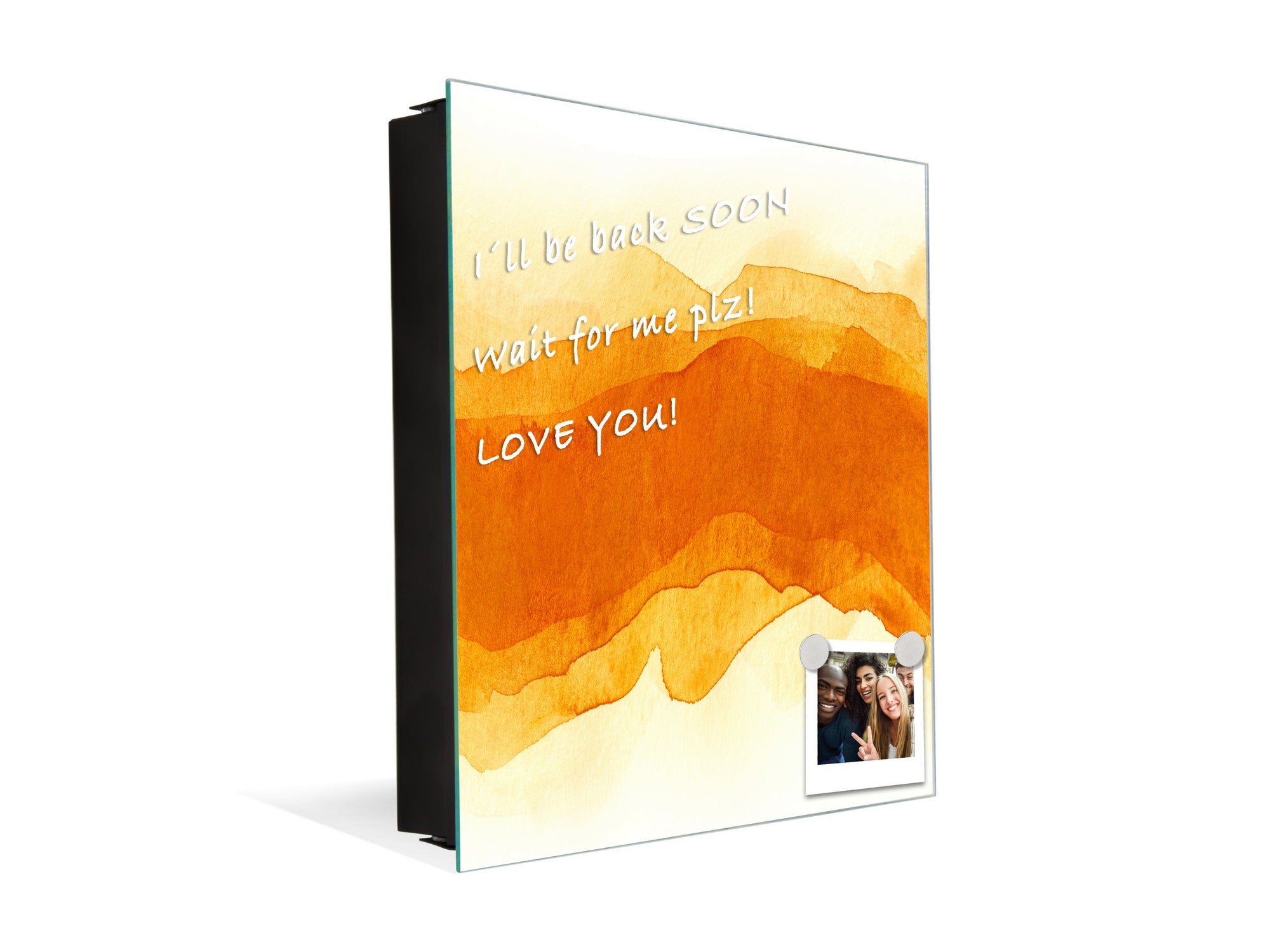 Wall Mount Key Box together with Decorative Dry Erase Board KN15 Art Series : Orange watercolour