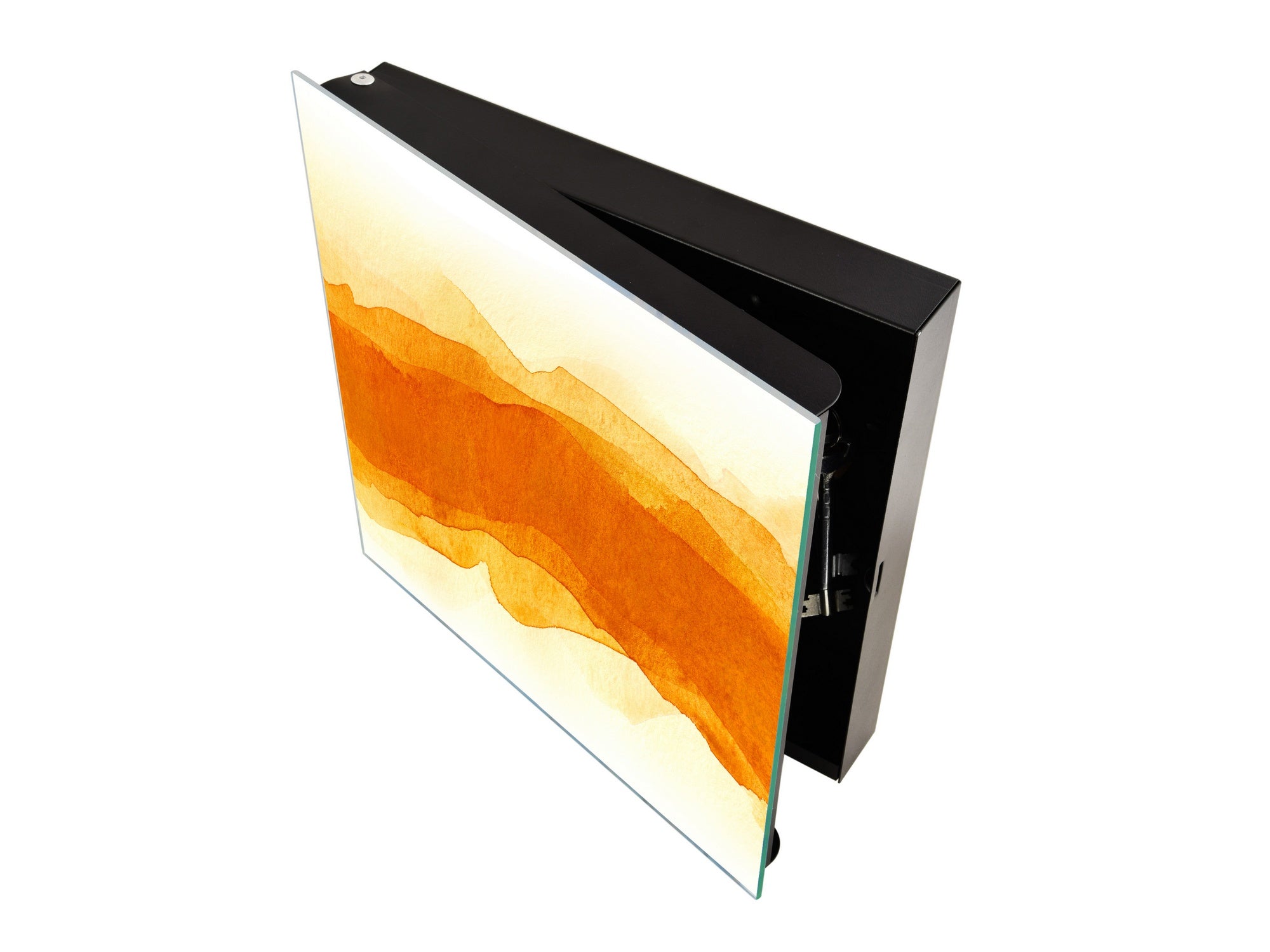 Wall Mount Key Box together with Decorative Dry Erase Board KN15 Art Series : Orange watercolour