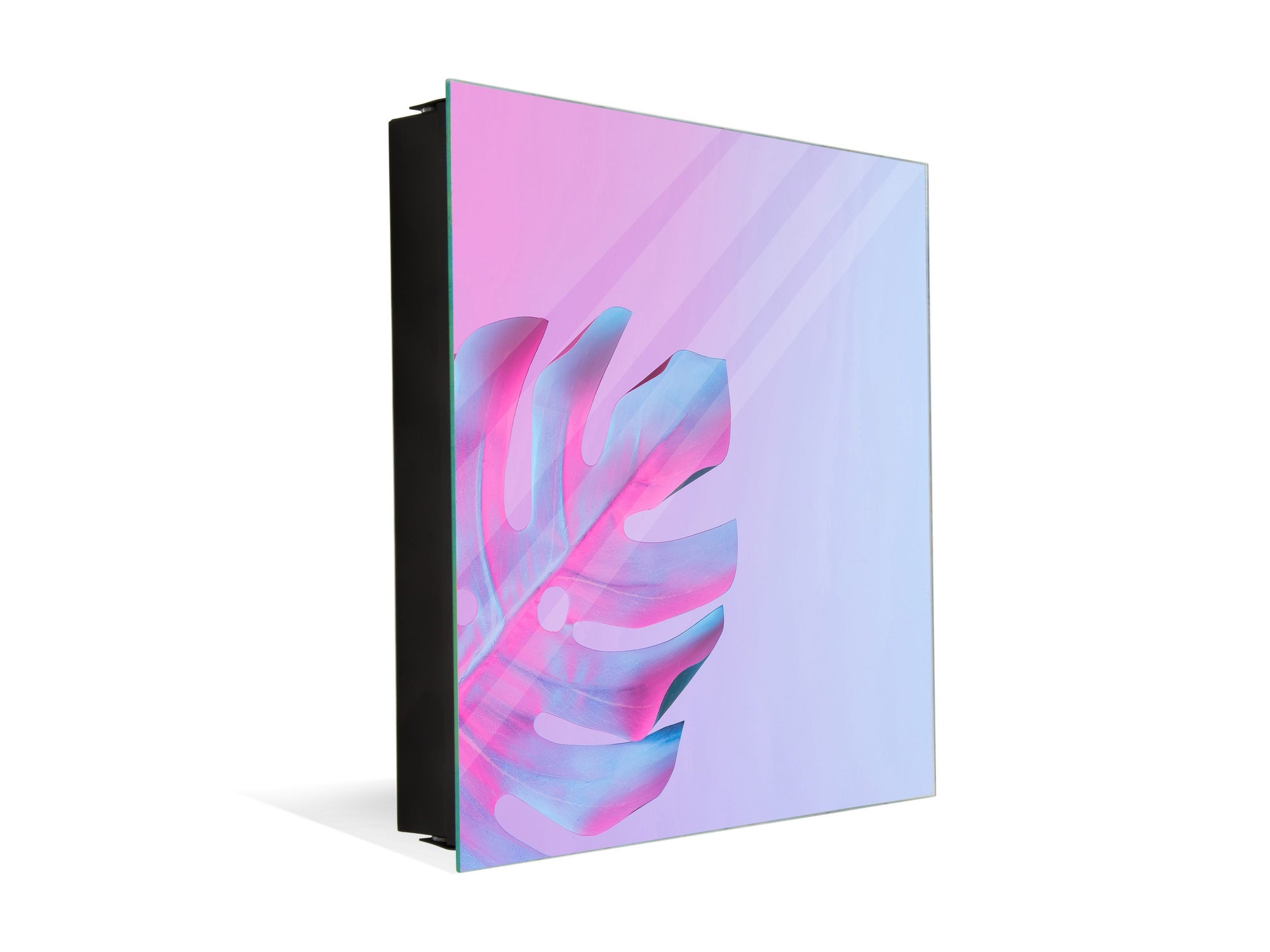 Decorative Key Box with Magnetic Glass Dry-Erase Board KN14 Nature series : Monstera deliciosa 1