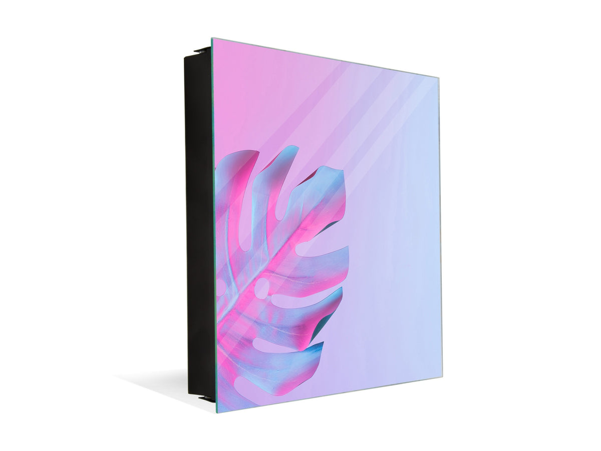 Decorative Key Box with Magnetic Glass Dry-Erase Board KN14 Nature series : Monstera deliciosa 1