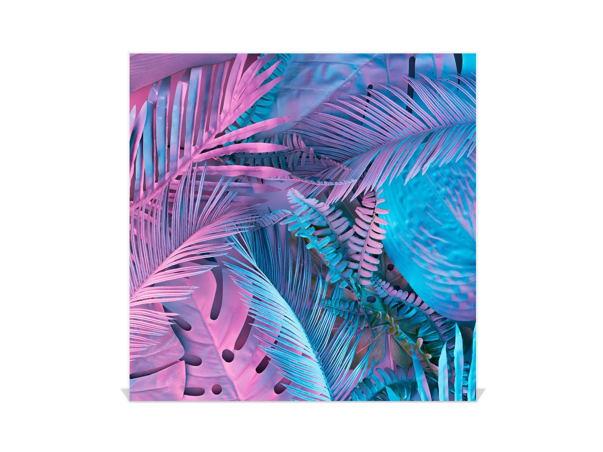 Decorative Key Box with Magnetic Glass Dry-Erase Board KN14 Nature series : Neon tropical leaves