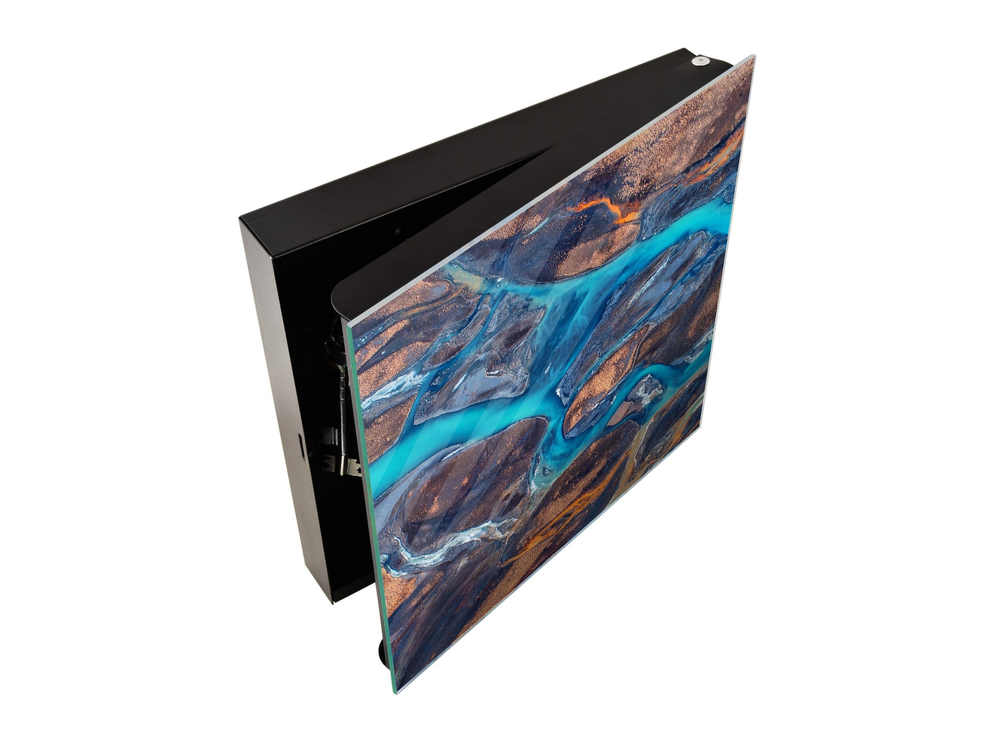 Key Cabinet Storage Box with Frameless Glass White Board KN16 Textures Series : River veins