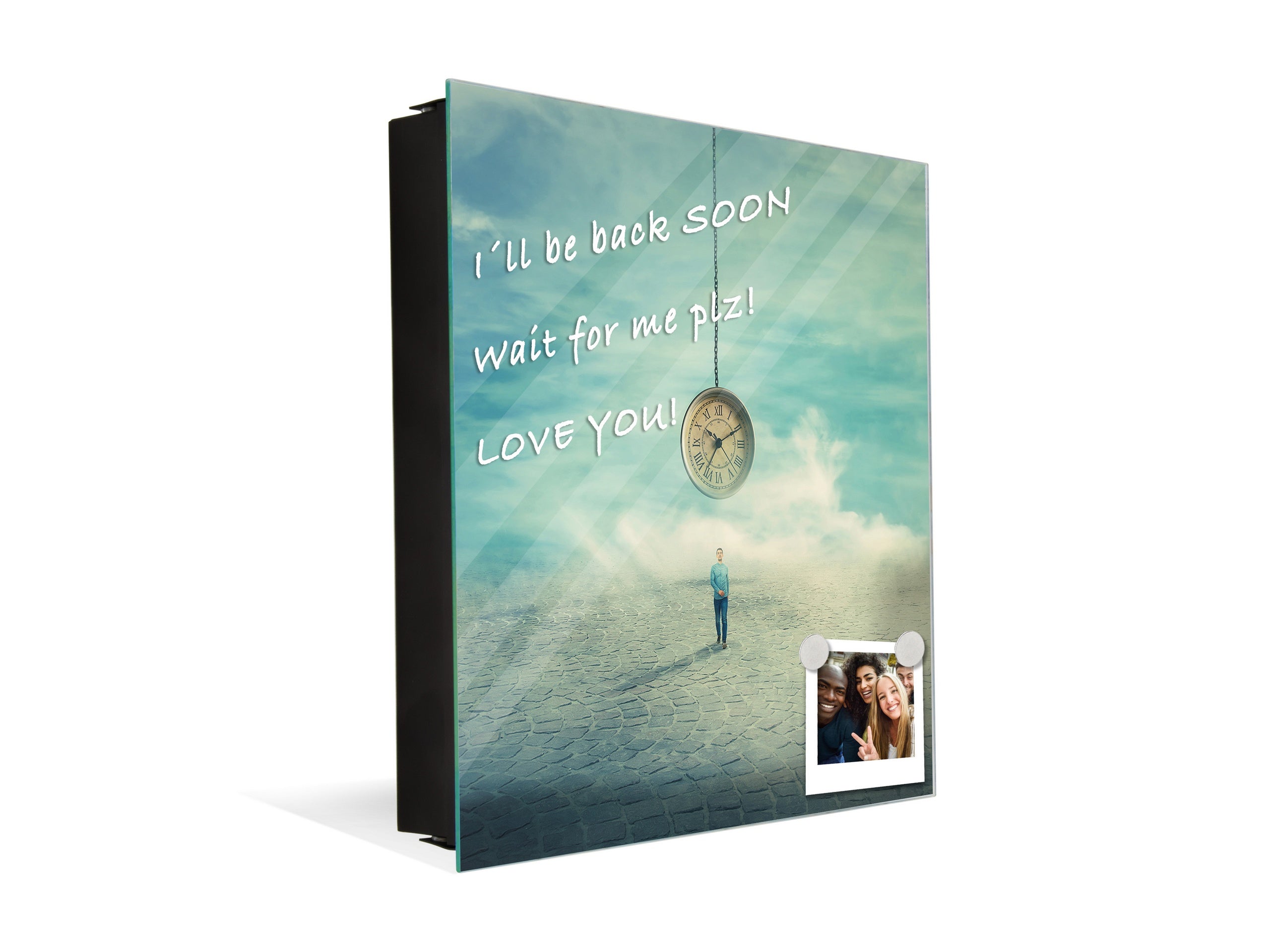 Decorative Key Box with Magnetic Glass Memo Board - Tempered Glass Wall Art - KN21 Abstract Concepts Series 1 : Importance of time