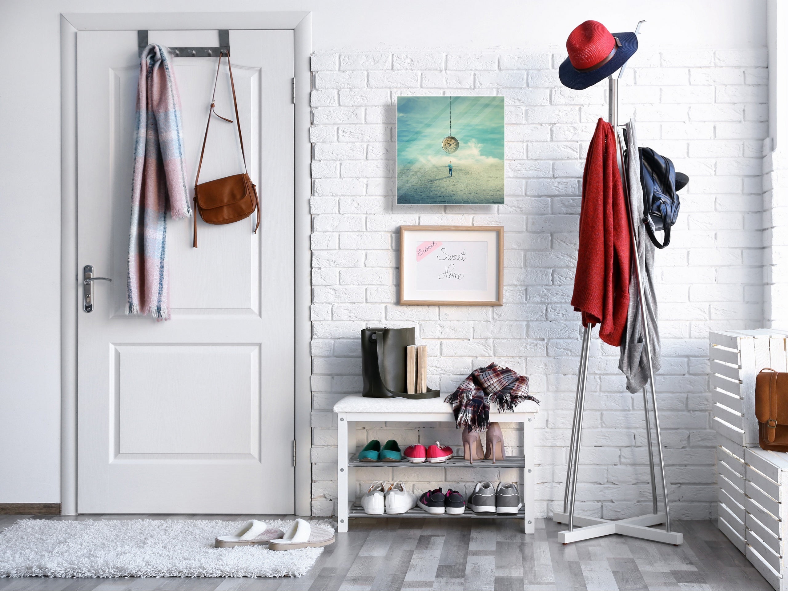 Decorative Key Box with Magnetic Glass Memo Board - Tempered Glass Wall Art - KN21 Abstract Concepts Series 1 : Importance of time