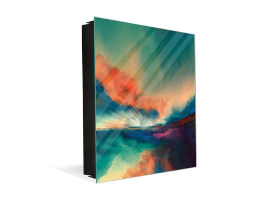 Wall Mount Key Box together with Decorative Dry Erase Board KN15 Art Series : Colourful sunset