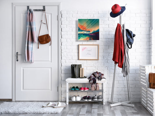 Wall Mount Key Box together with Decorative Dry Erase Board KN15 Art Series : Colourful sunset