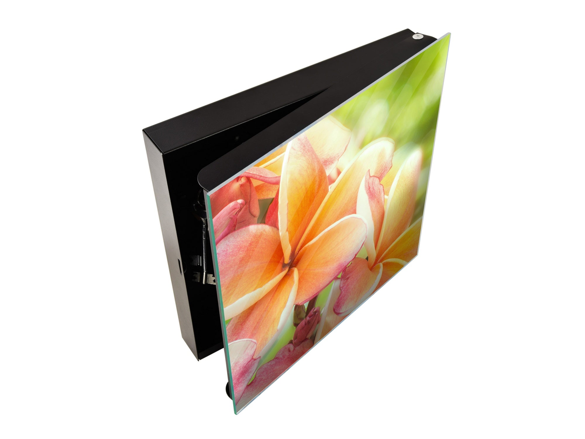 Decorative Key Box with Magnetic Glass Dry-Erase Board KN14 Nature series : Frangipani flower