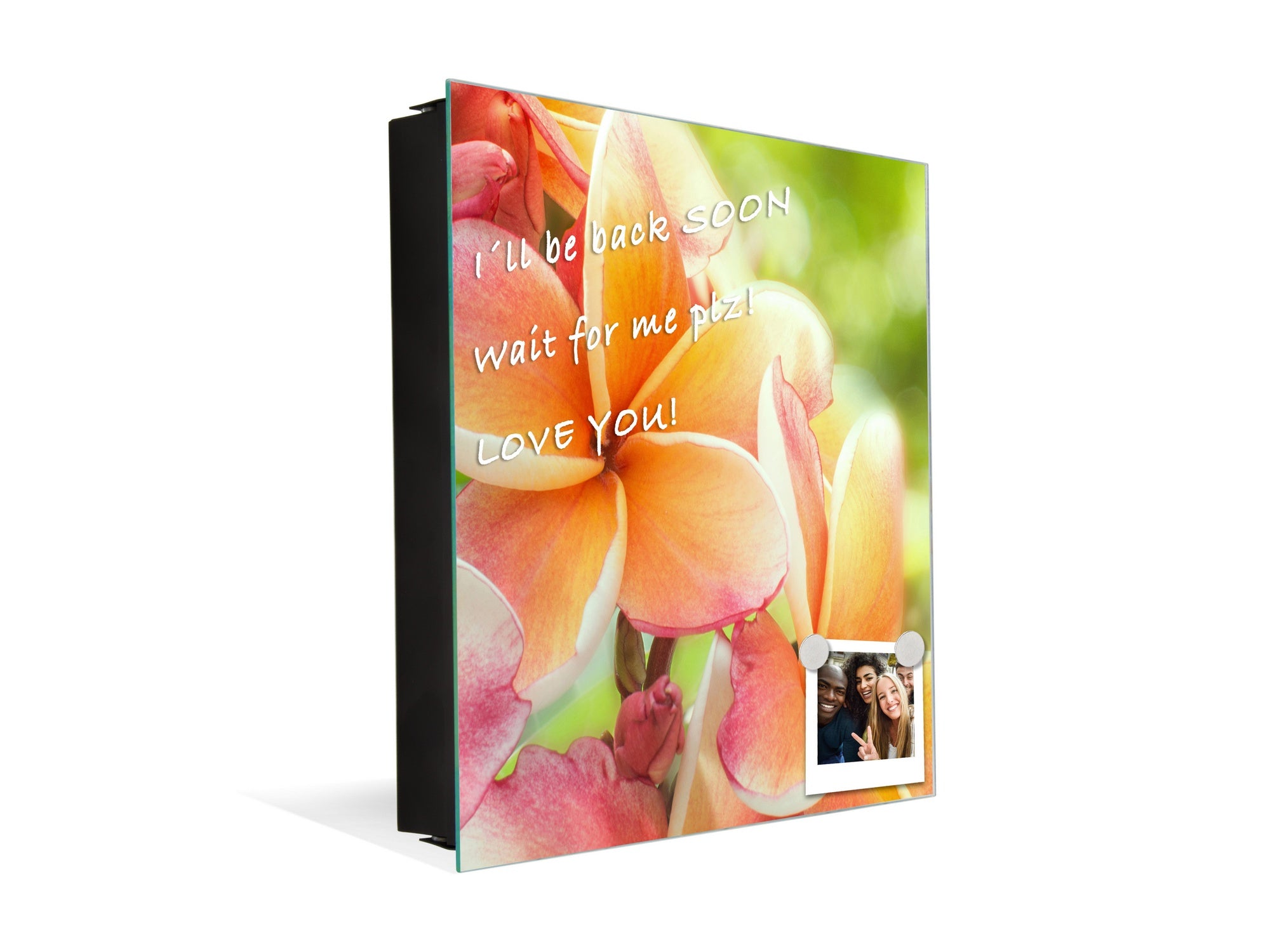Decorative Key Box with Magnetic Glass Dry-Erase Board KN14 Nature series : Frangipani flower