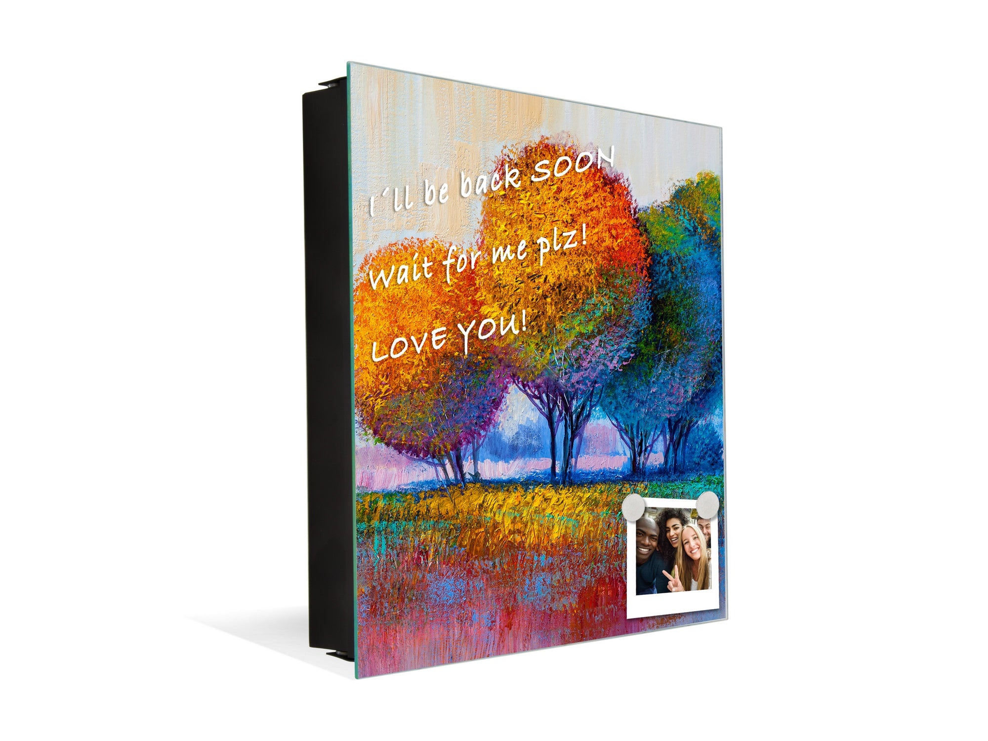 Wall Mount Key Box together with Decorative Dry Erase Board KN15 Art Series : Colourful trees 1