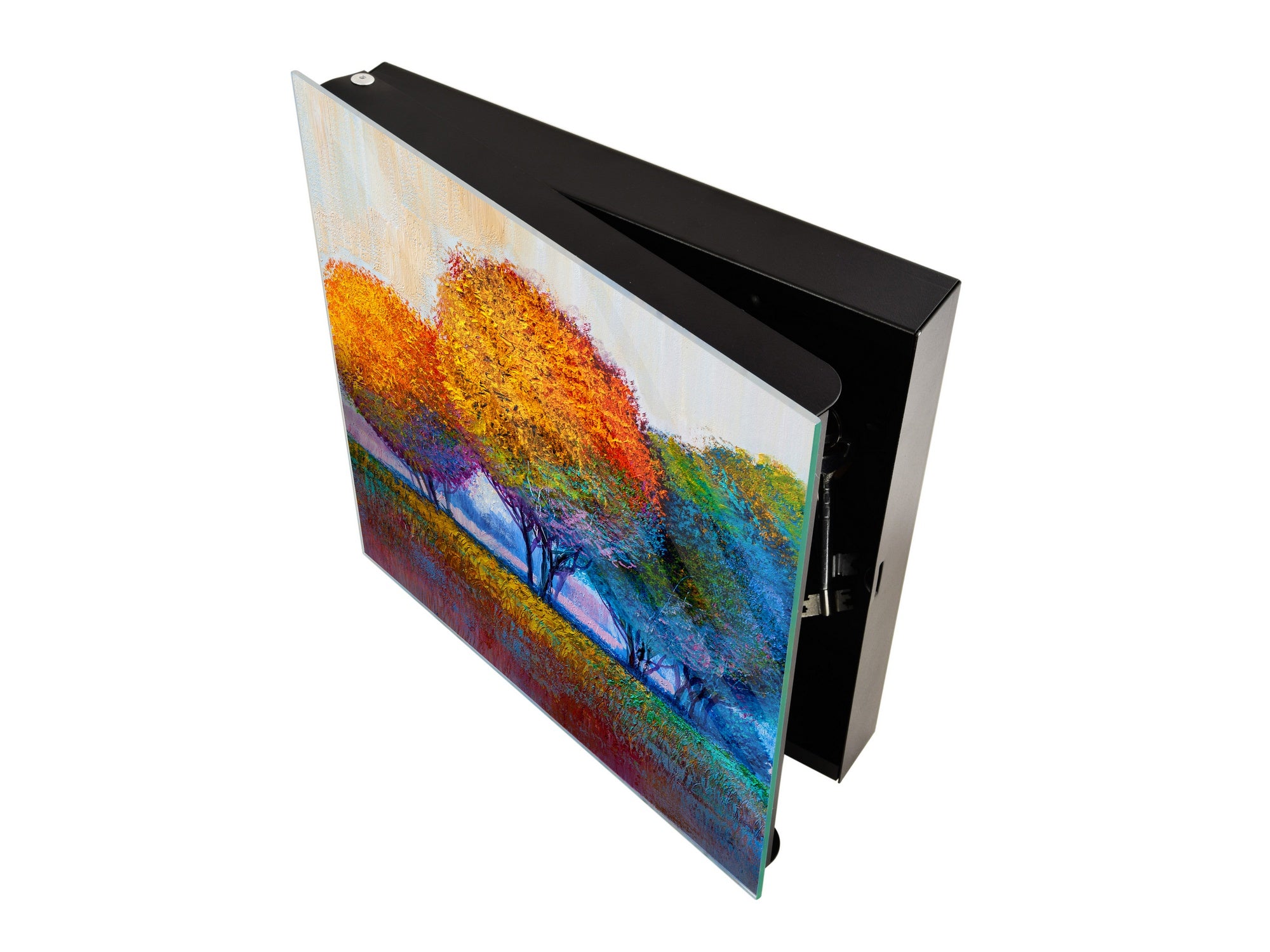 Wall Mount Key Box together with Decorative Dry Erase Board KN15 Art Series : Colourful trees 1