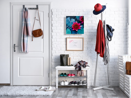 Decorative Key Box with Magnetic Glass Dry-Erase Board KN14 Nature series : Pink lotus flower