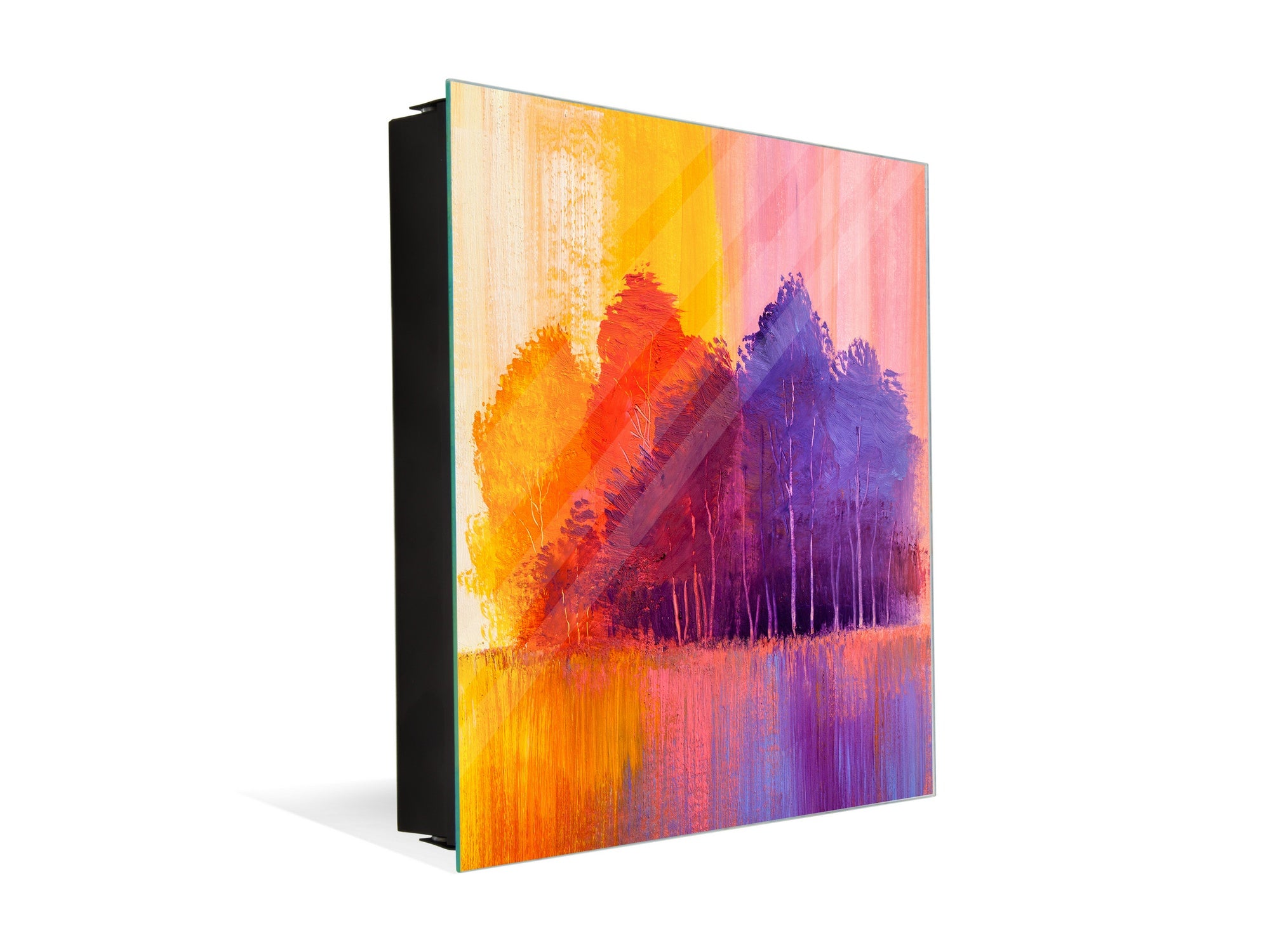 Wall Mount Key Box together with Decorative Dry Erase Board KN15 Art Series : Colourful trees 2