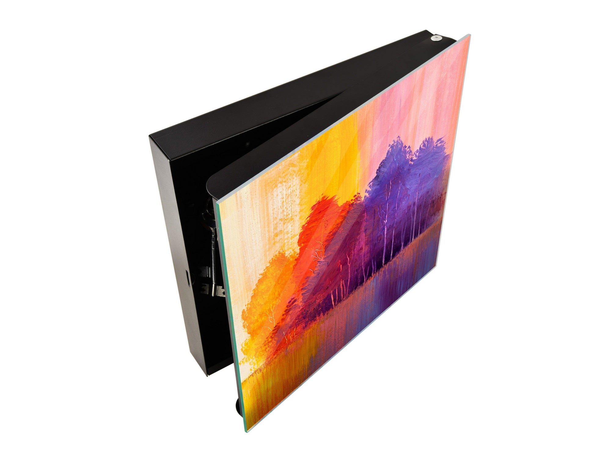 Wall Mount Key Box together with Decorative Dry Erase Board KN15 Art Series : Colourful trees 2