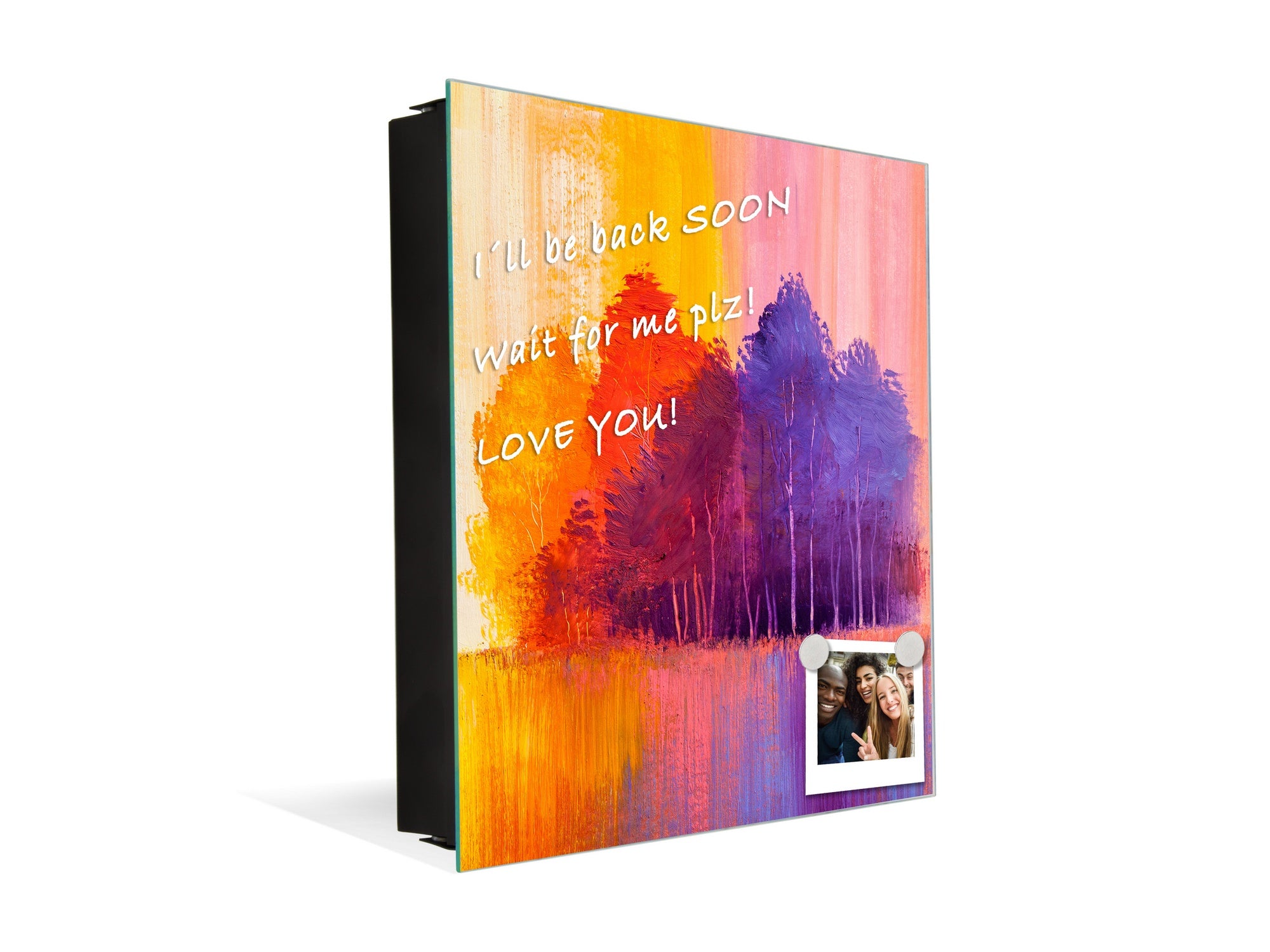 Wall Mount Key Box together with Decorative Dry Erase Board KN15 Art Series : Colourful trees 2