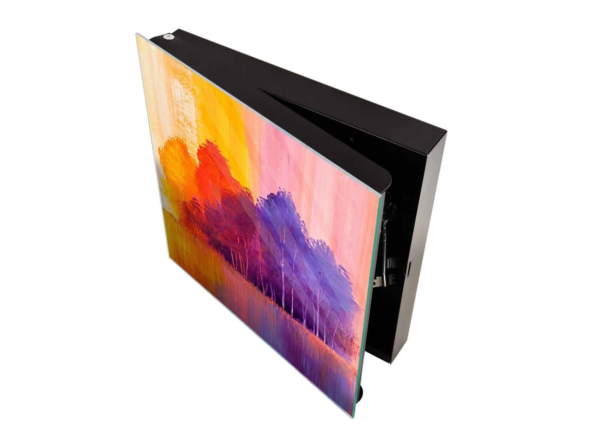 Wall Mount Key Box together with Decorative Dry Erase Board KN15 Art Series : Colourful trees 2