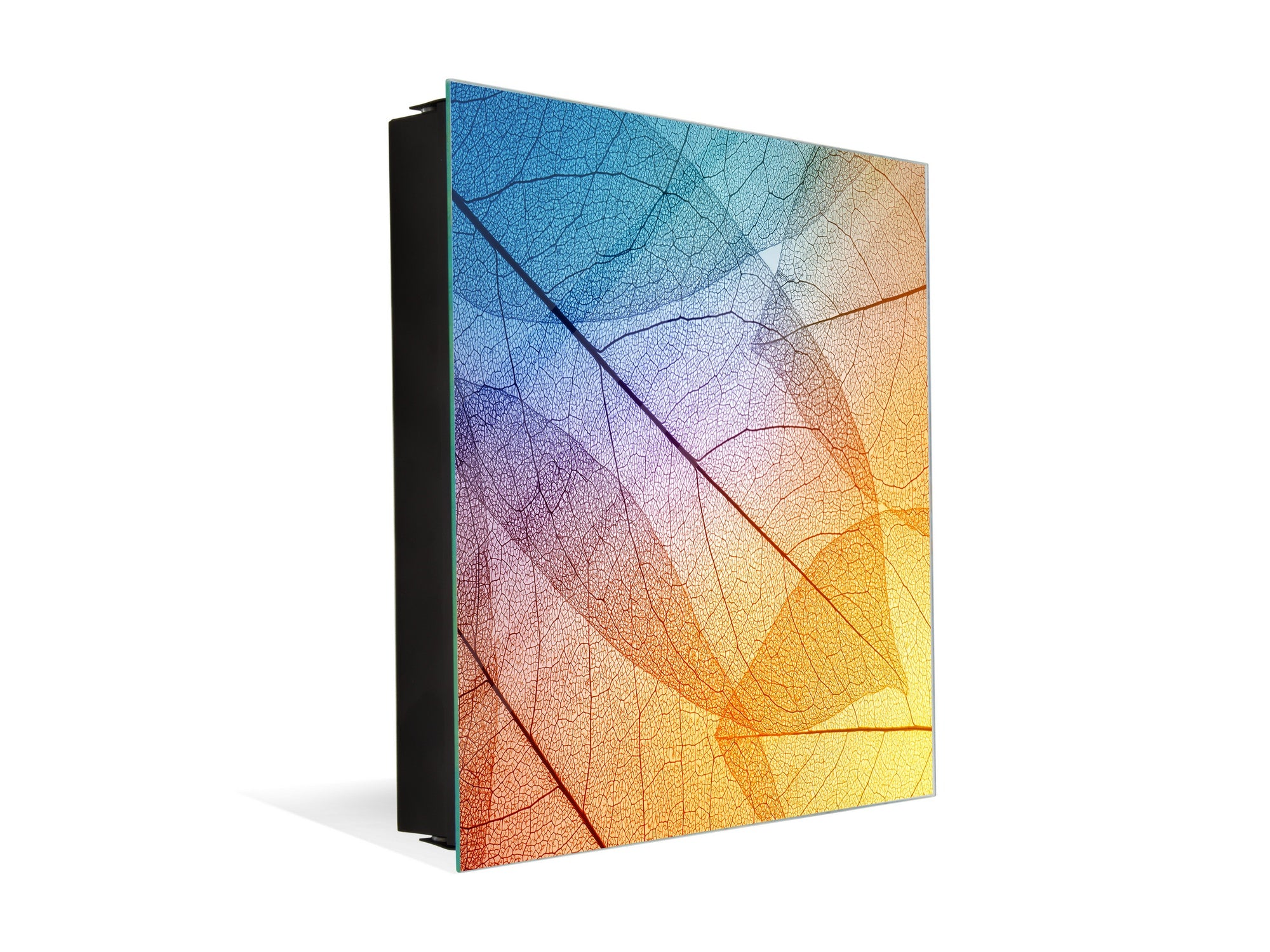 Decorative Key Box with Magnetic Glass Dry-Erase Board KN14 Nature series : Colourful transparent leaves