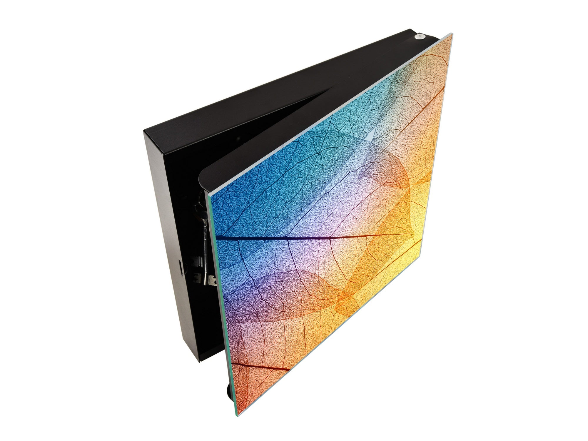 Decorative Key Box with Magnetic Glass Dry-Erase Board KN14 Nature series : Colourful transparent leaves