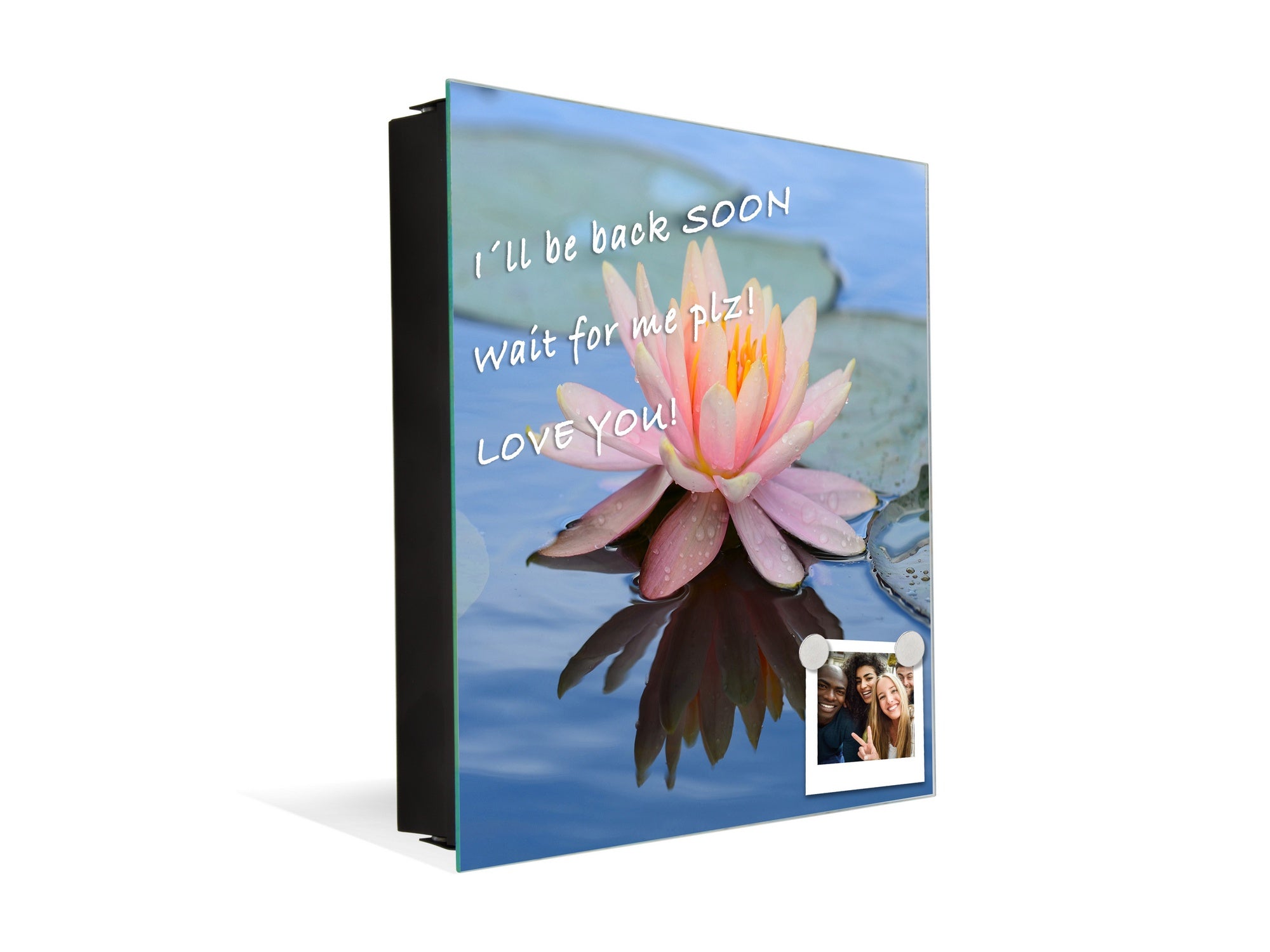 Decorative Key Box with Magnetic Glass Dry-Erase Board KN14 Nature series : Beautiful water lilly flower 1
