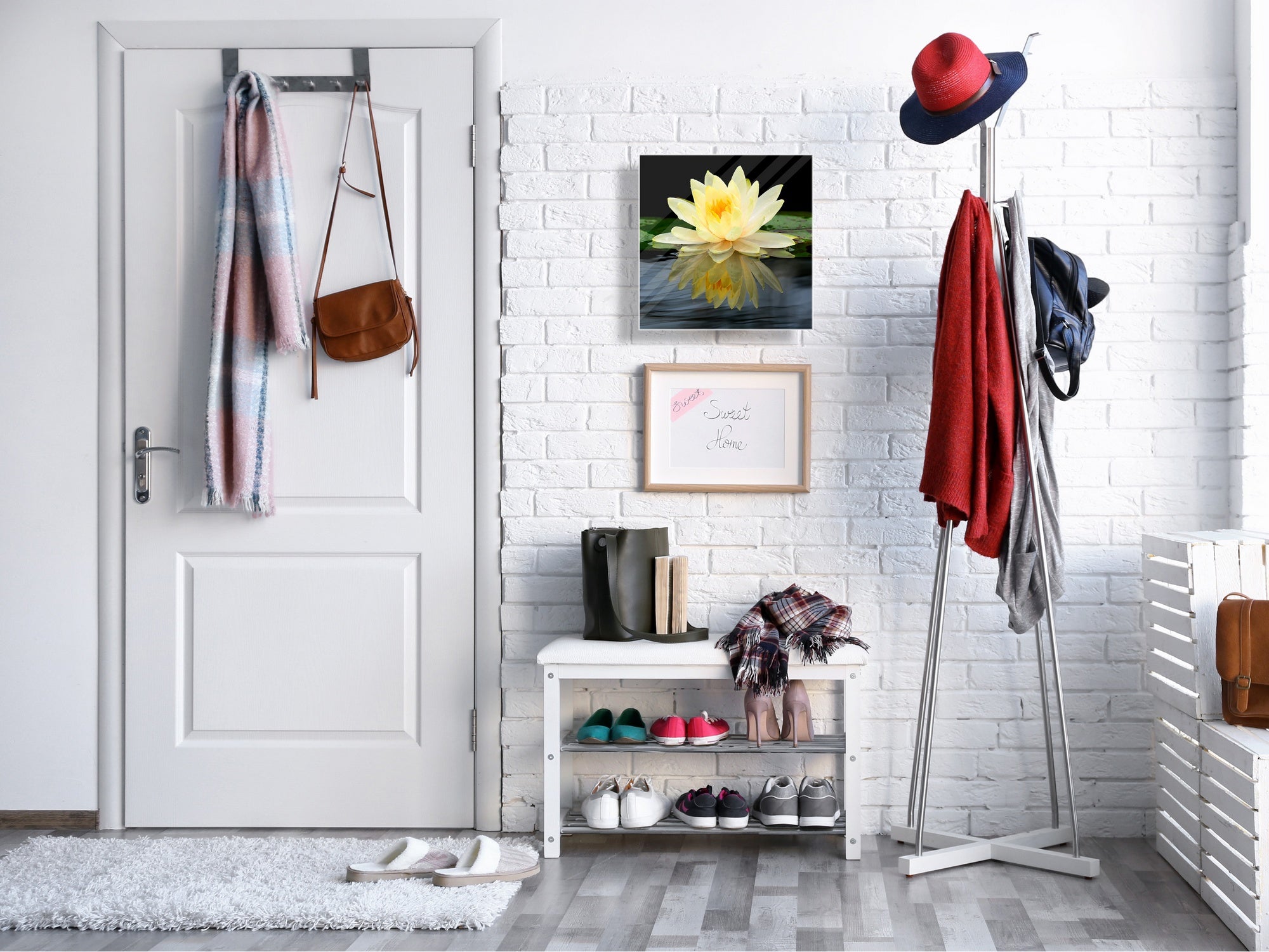 Decorative Key Box with Magnetic Glass Dry-Erase Board KN14 Nature series : Beautiful water lilly flower 2