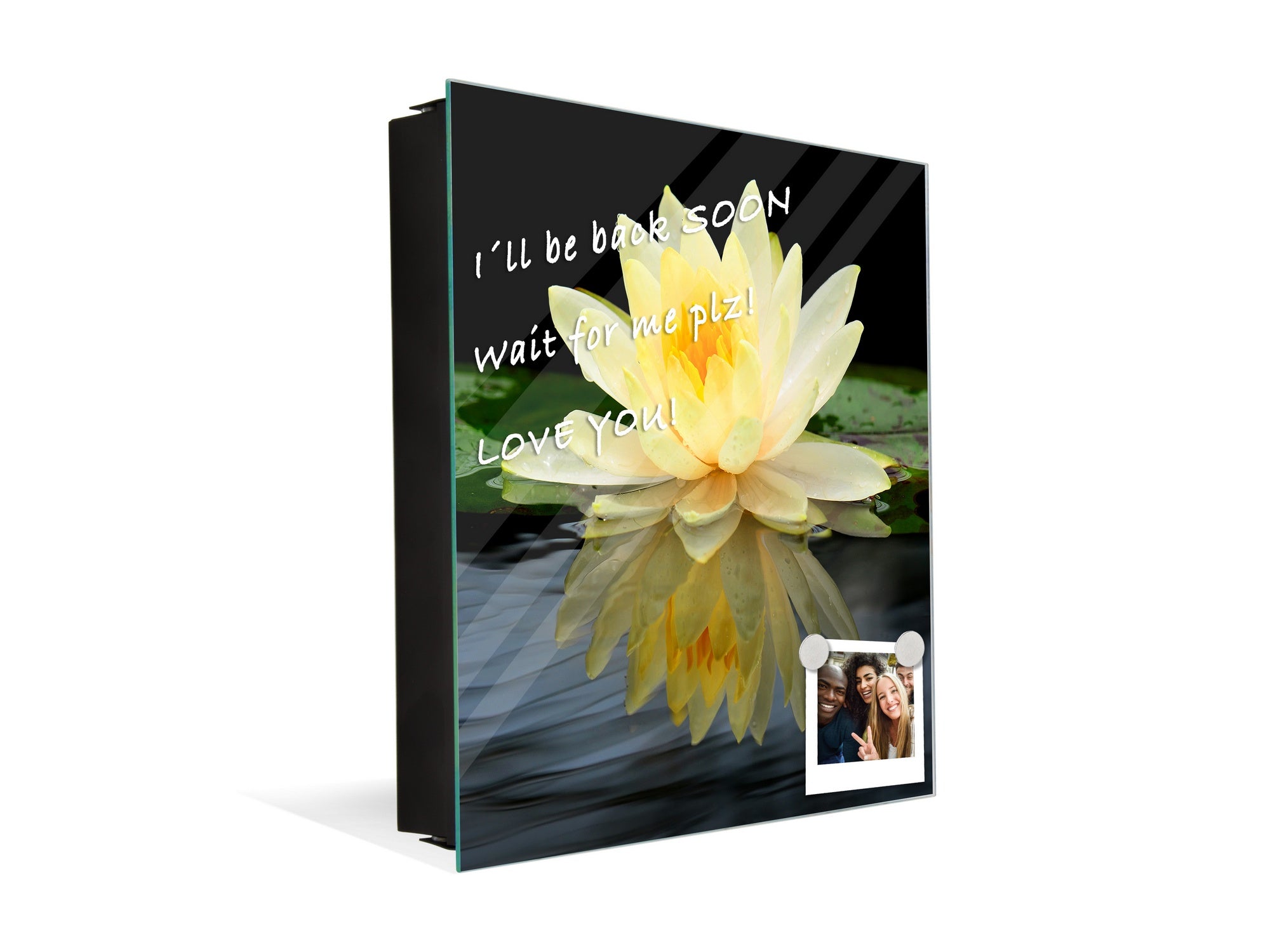 Decorative Key Box with Magnetic Glass Dry-Erase Board KN14 Nature series : Beautiful water lilly flower 2