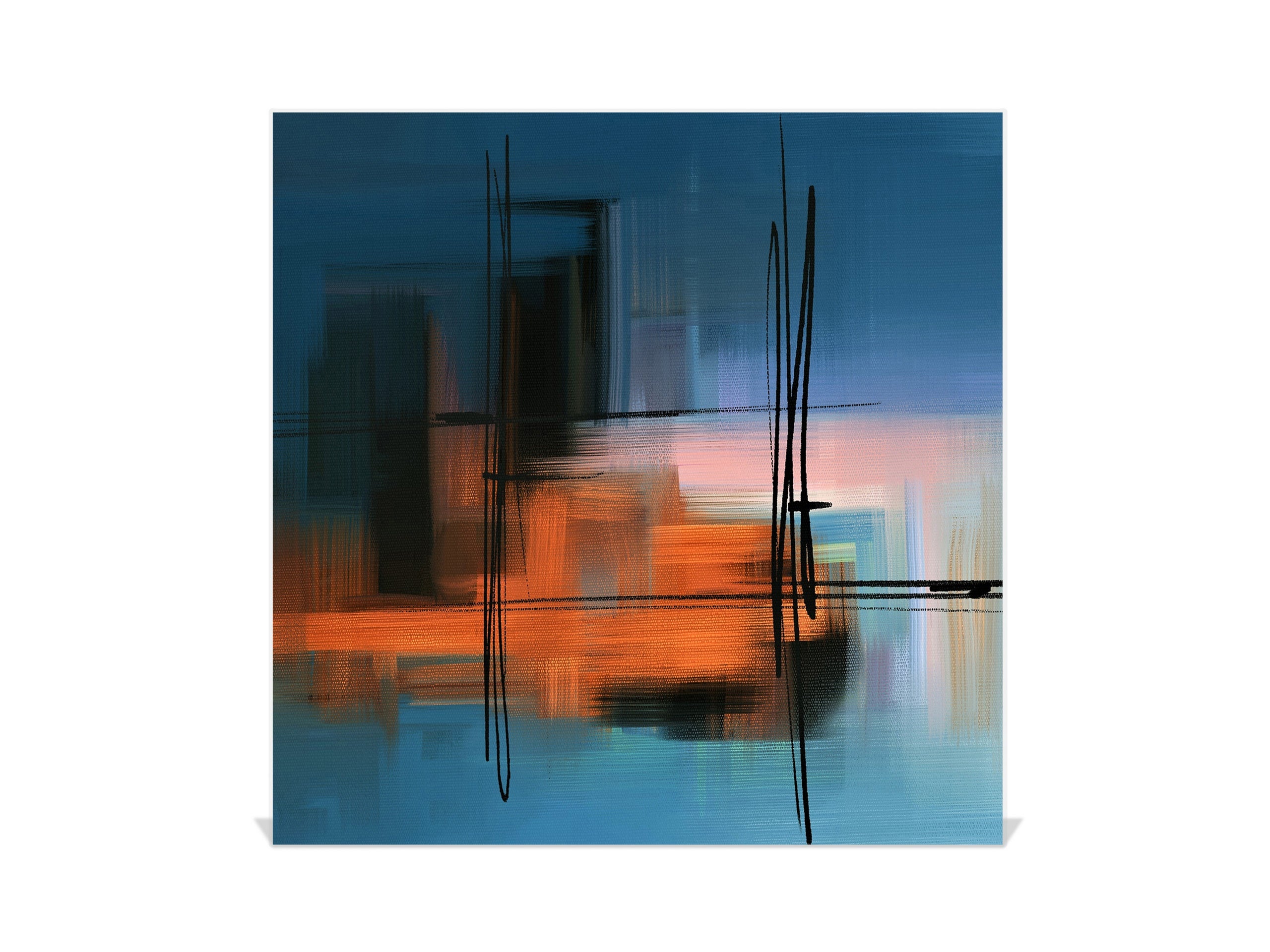 Key Cabinet with Glass Dry-Erase Board – Elegant Key Storage for Home, Office & Airbnb – Magnetic Glass Whiteboard & Key Holder – KN22 Modern Art Series : Blurry Landscape