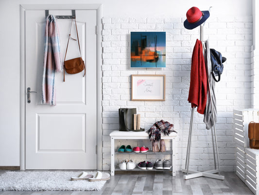 Key Cabinet with Glass Dry-Erase Board – Elegant Key Storage for Home, Office & Airbnb – Magnetic Glass Whiteboard & Key Holder – KN22 Modern Art Series : Blurry Landscape