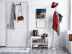 Key Cabinet with Glass Dry-Erase Board – Elegant Key Storage for Home, Office & Airbnb – Magnetic Glass Whiteboard & Key Holder – KN22 Modern Art Series : Blurry Landscape