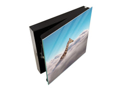 Decorative Key Box with Magnetic Glass Memo Board - Tempered Glass Wall Art - KN21 Abstract Concepts Series 1 : Giraffe above Clouds