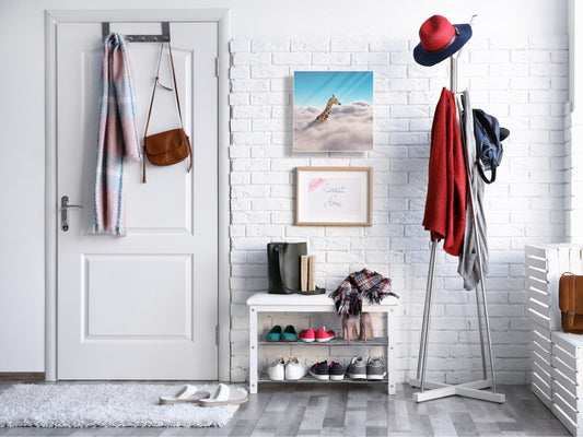 Decorative Key Box with Magnetic Glass Memo Board - Tempered Glass Wall Art - KN21 Abstract Concepts Series 1 : Giraffe above Clouds