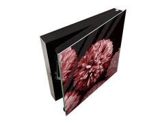 Decorative Key Box with Magnetic Glass Dry-Erase Board KN14 Nature series : Pink flower frame