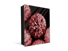 Decorative Key Box with Magnetic Glass Dry-Erase Board KN14 Nature series : Pink flower frame