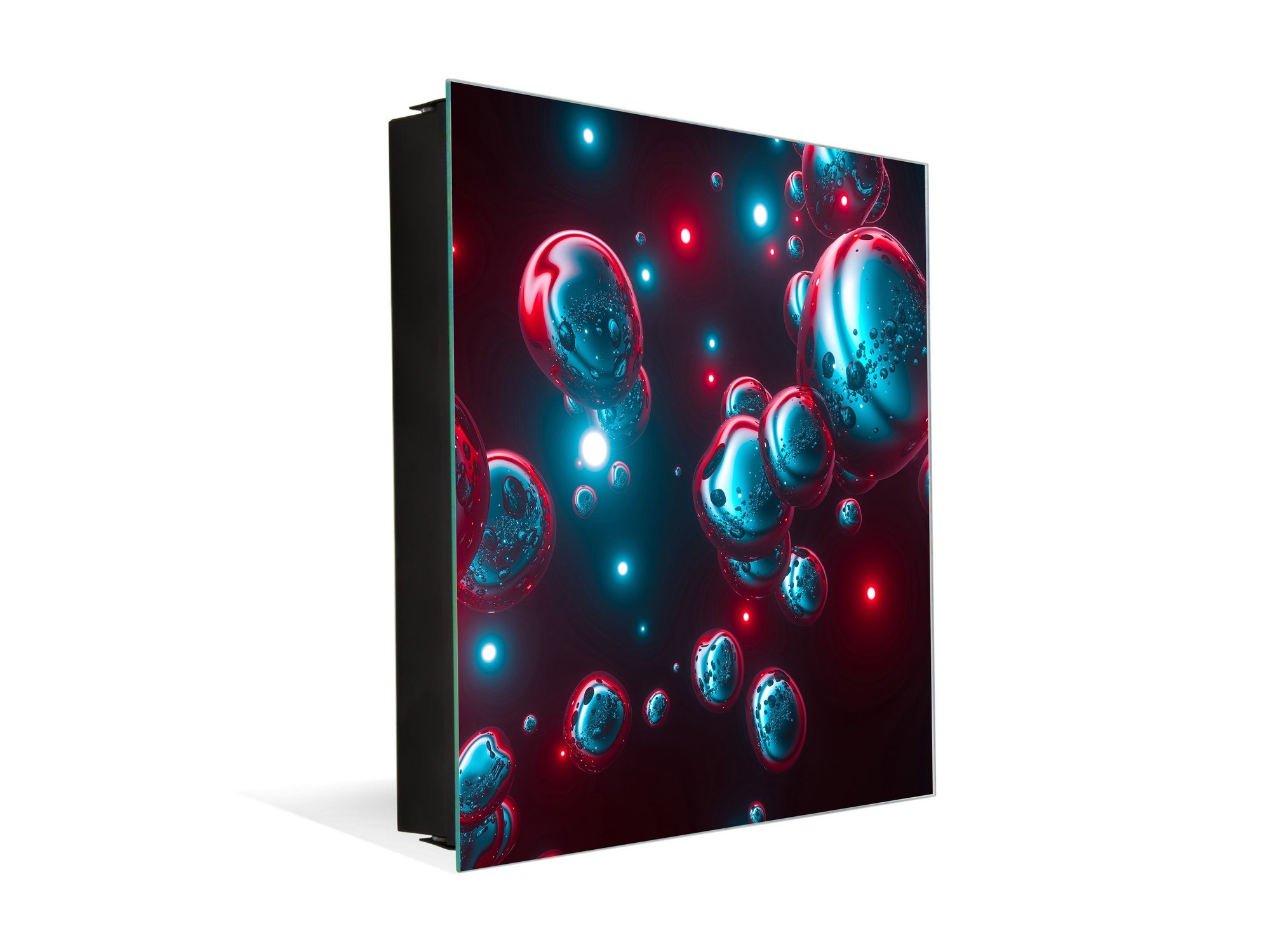 Key Cabinet Storage Box with Frameless Glass White Board KN16 Textures Series : Holographic bubbles 1