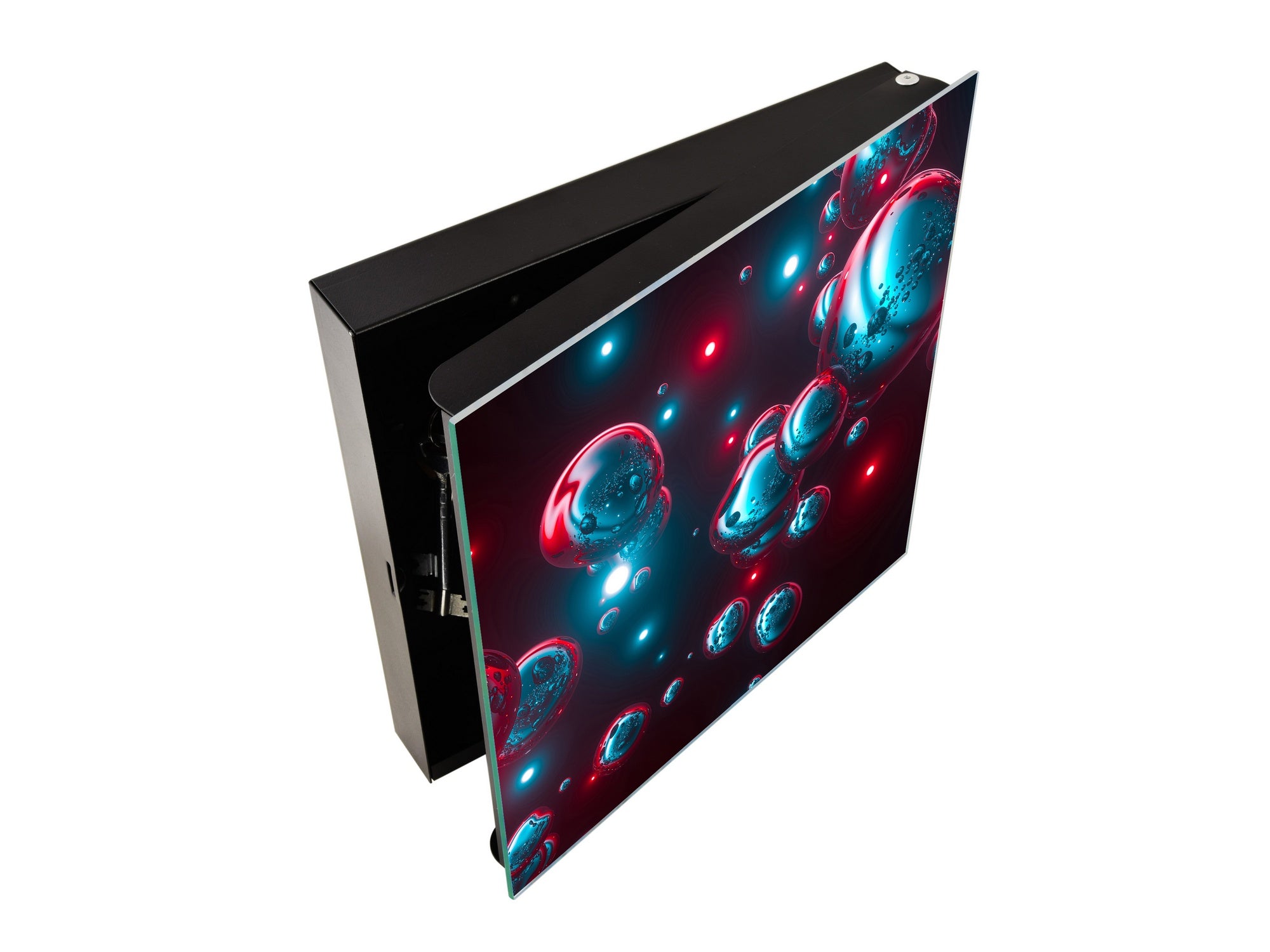 Key Cabinet Storage Box with Frameless Glass White Board KN16 Textures Series : Holographic bubbles 1