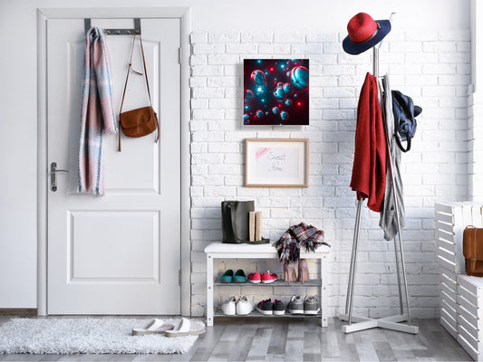 Key Cabinet Storage Box with Frameless Glass White Board KN16 Textures Series : Holographic bubbles 1