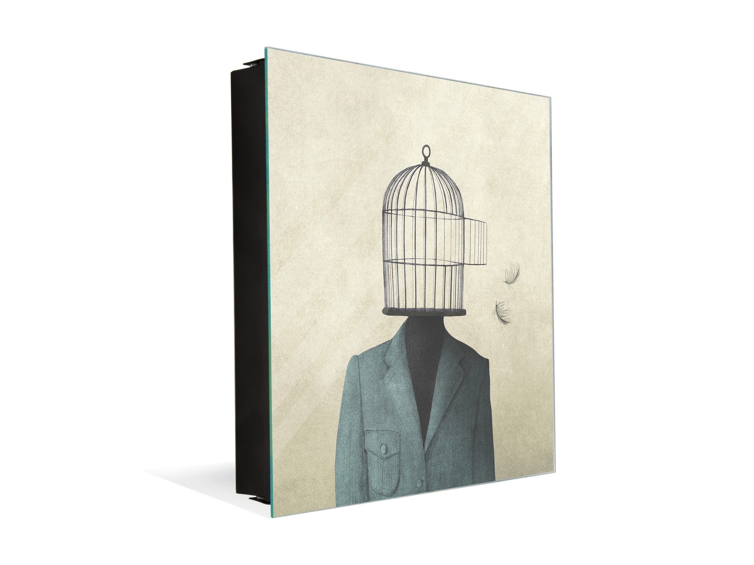 Decorative Key Box with Magnetic Glass Whiteboard – Stylish Home Organizer –Multi-Functional Key Cabinet with Glass Markerboard – Wall Organizer for Home & Office - KN23 Abstract Concepts Series 2 : An Illusion of Freedom