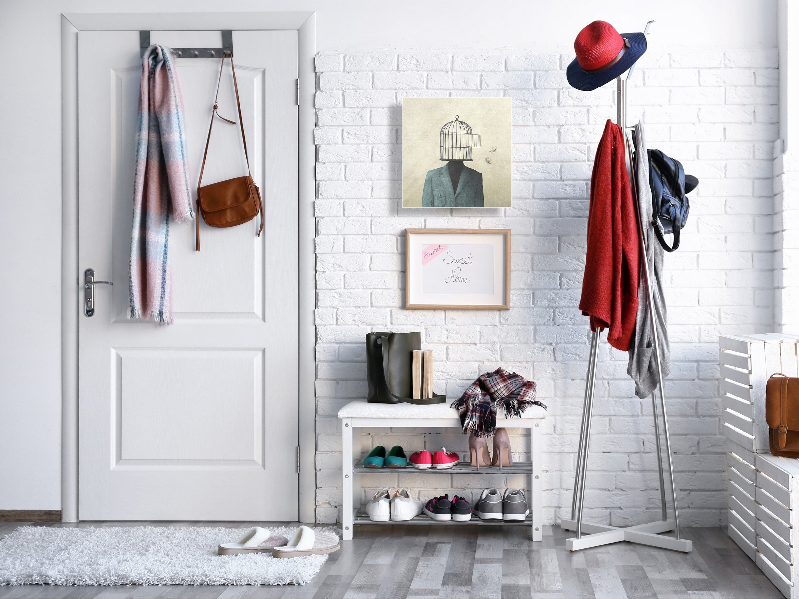 Decorative Key Box with Magnetic Glass Whiteboard – Stylish Home Organizer –Multi-Functional Key Cabinet with Glass Markerboard – Wall Organizer for Home & Office - KN23 Abstract Concepts Series 2 : An Illusion of Freedom