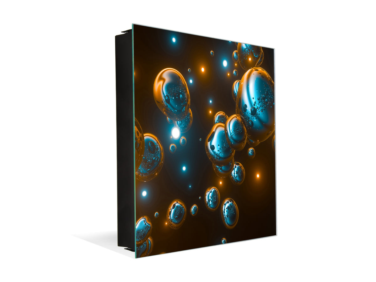 Key Cabinet Storage Box with Frameless Glass White Board KN16 Textures Series : Holographic bubbles 2